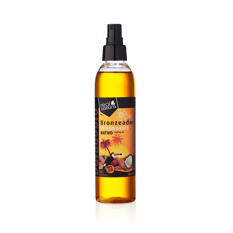 Aceite Bronceador con Achiote y Coco - óleo Bronzeador Urucum + Coco 200 ml - Real Natura