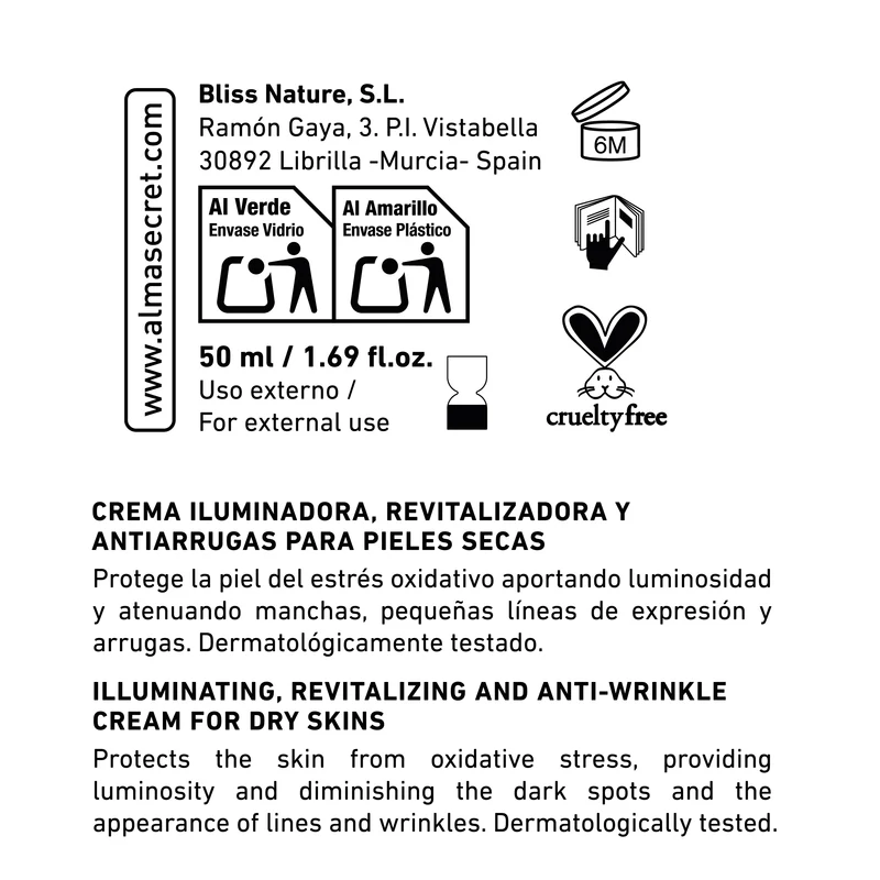 Crema Powerful C Antiedad Iluminadora - Vitamina C, Ginseng & Chía - Spf 30 - 50 ml - Alma Secret
