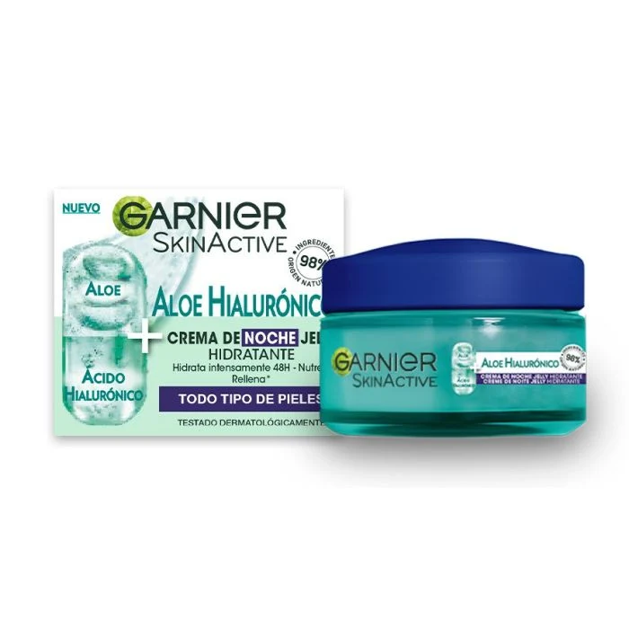 Crema de Noche Skinactive con ácido Hialurónico + Aloe Vera + Aceite de Argán - Garnier