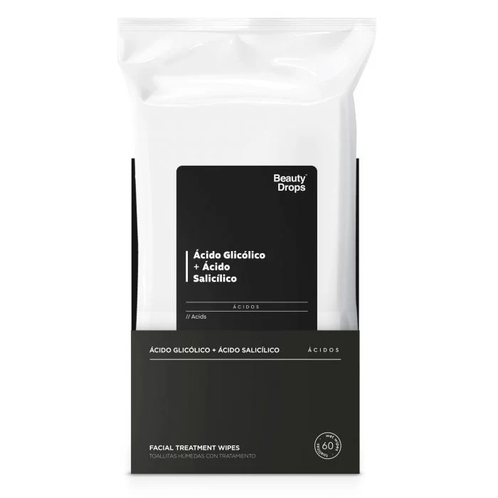 Toallitas Desmaquillantes con Tratamiento ácido Glicólico + ácido Salicílico - Beauty Drops