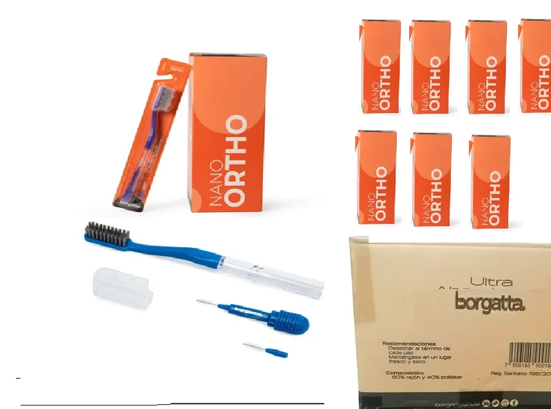 Cepillos Nano Ortho Carbon Activado Interdental Cubrecepillo Caja Master con 8jr - 96 cepillos