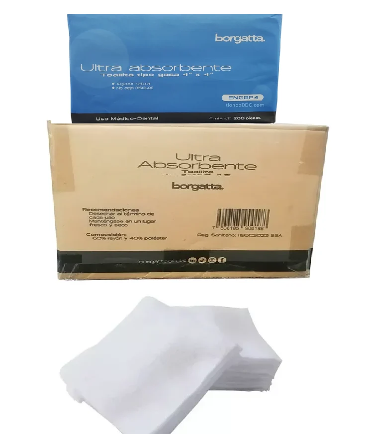 Gasa de Esponja 4x4" (10x10 Cm) Borgatta Caja Master 10 pzas 2000 gasas