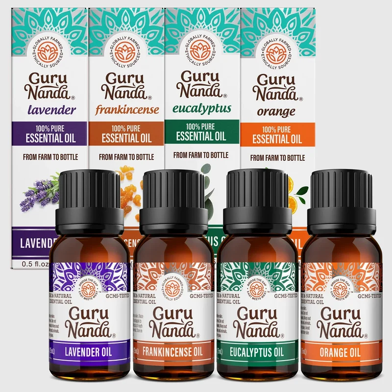 Four Essential Classics Set- Frankincense, Lavender, Eucalyptus, & Orange 4 x 15mL