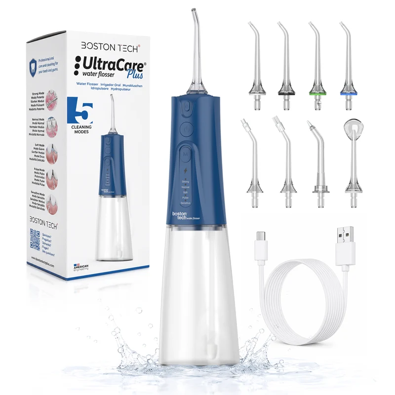 Aquapik Irrigador Dental Portátil, Irrigador Bucal Inalámbrico con 8 Boquillas y 4 Modos, Depósito 300 ml, USB-C Recargable, IPX7, Water Flosser para Brackets, Implantes y Viajes
