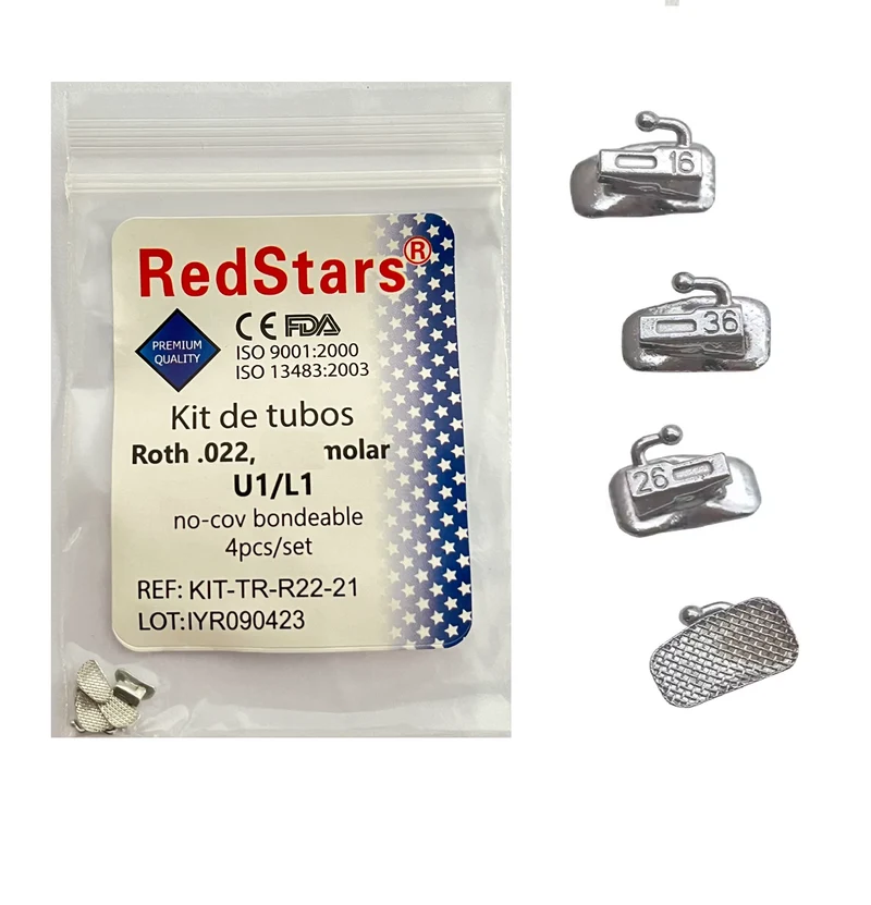 kit de 4 tubos ortodoncia dental RedStars roth .018