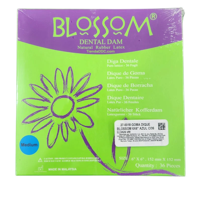 Dique Blossom goma de latex 5x5 con 52 hojas