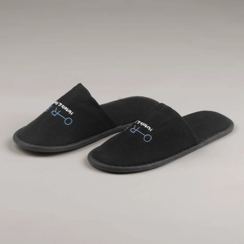Hotelové pantofle Poly terry 30cm černé, logo Orea