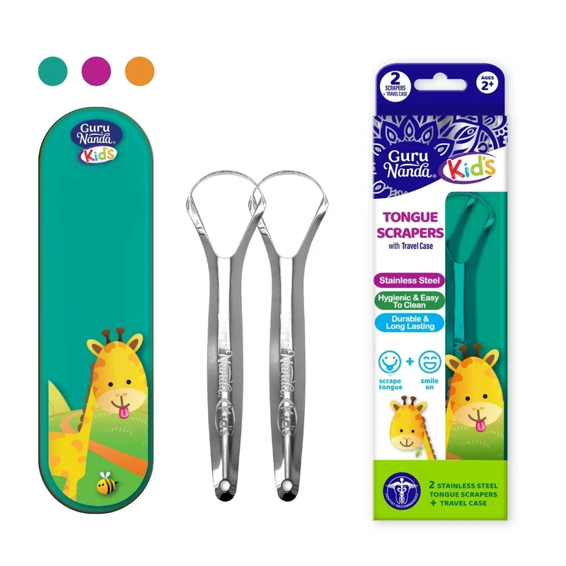 KIDS TONGUE SCRAPER (2 PACK) + TRAVEL COVER (12/Case- Color May Vary)