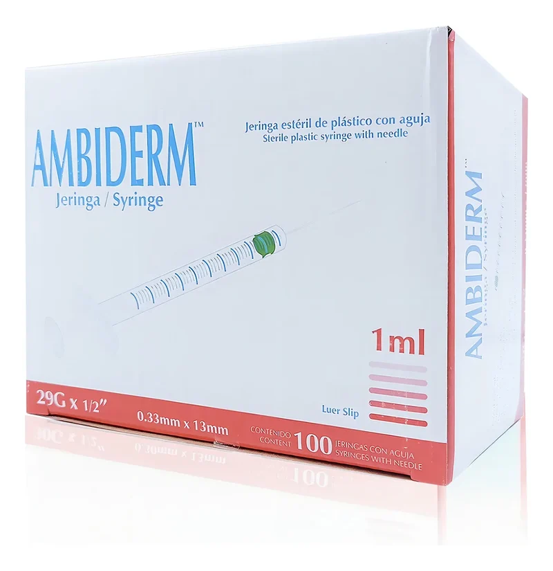 Jeringa Desechable Ambiderm 1ml C/aguja 29g x 13mm 100pz