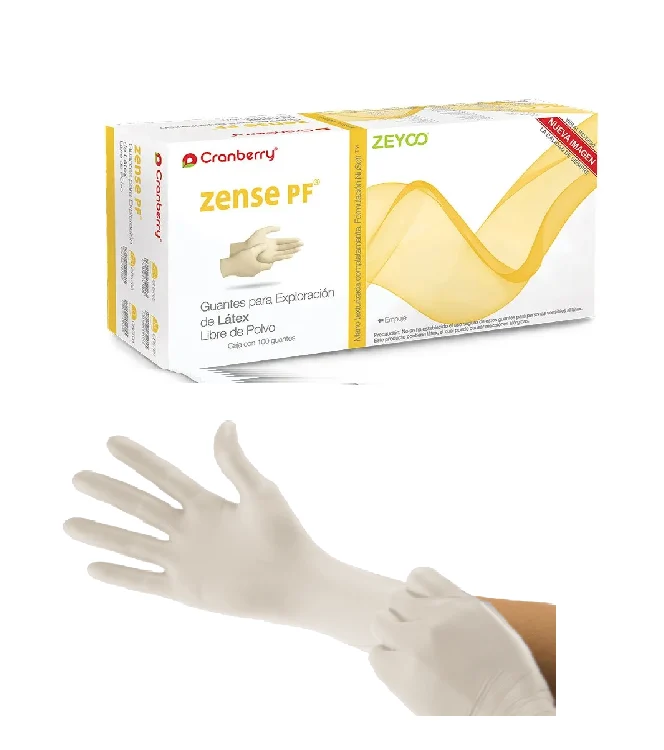 Guante Latex Sin Polvo Zense PF Cranberry 100pz