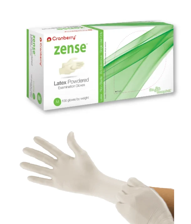 Guante Latex Bajo En Polvo Zense Cranberry 100pz
