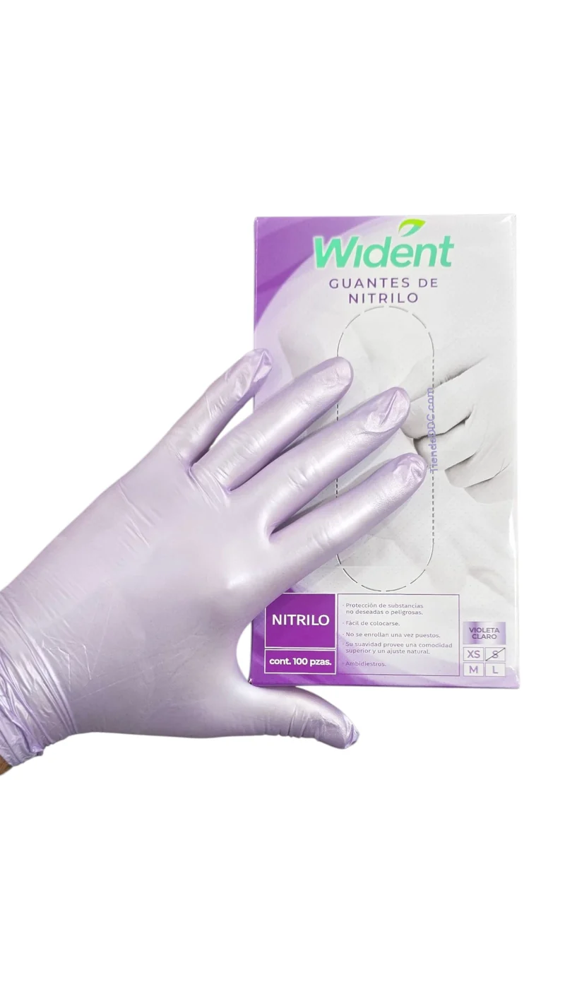 Guante nitrilo Metalico Wident violeta caja 100 pzas