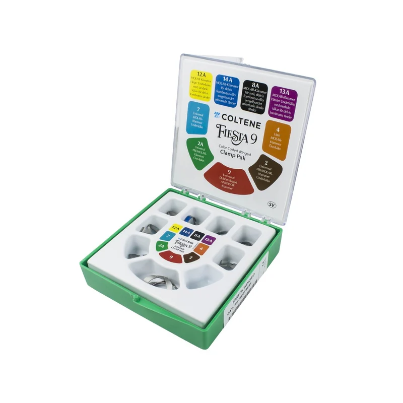 Estuche Grapas Hysolate Fiesta Clamp Set Colores c/9